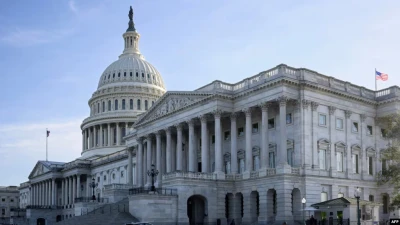Сенат у вівторок переважною більшістю голосів проголосував за ухвалення пакета допомоги Україні. Капітолій США у Вашингтоні, округ Колумбія, 23 квітня 2024 року.